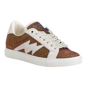 ZADIG & VOLTAIRE Made In Portugal Leather La Flash Sparkle Lace Up Sneakers